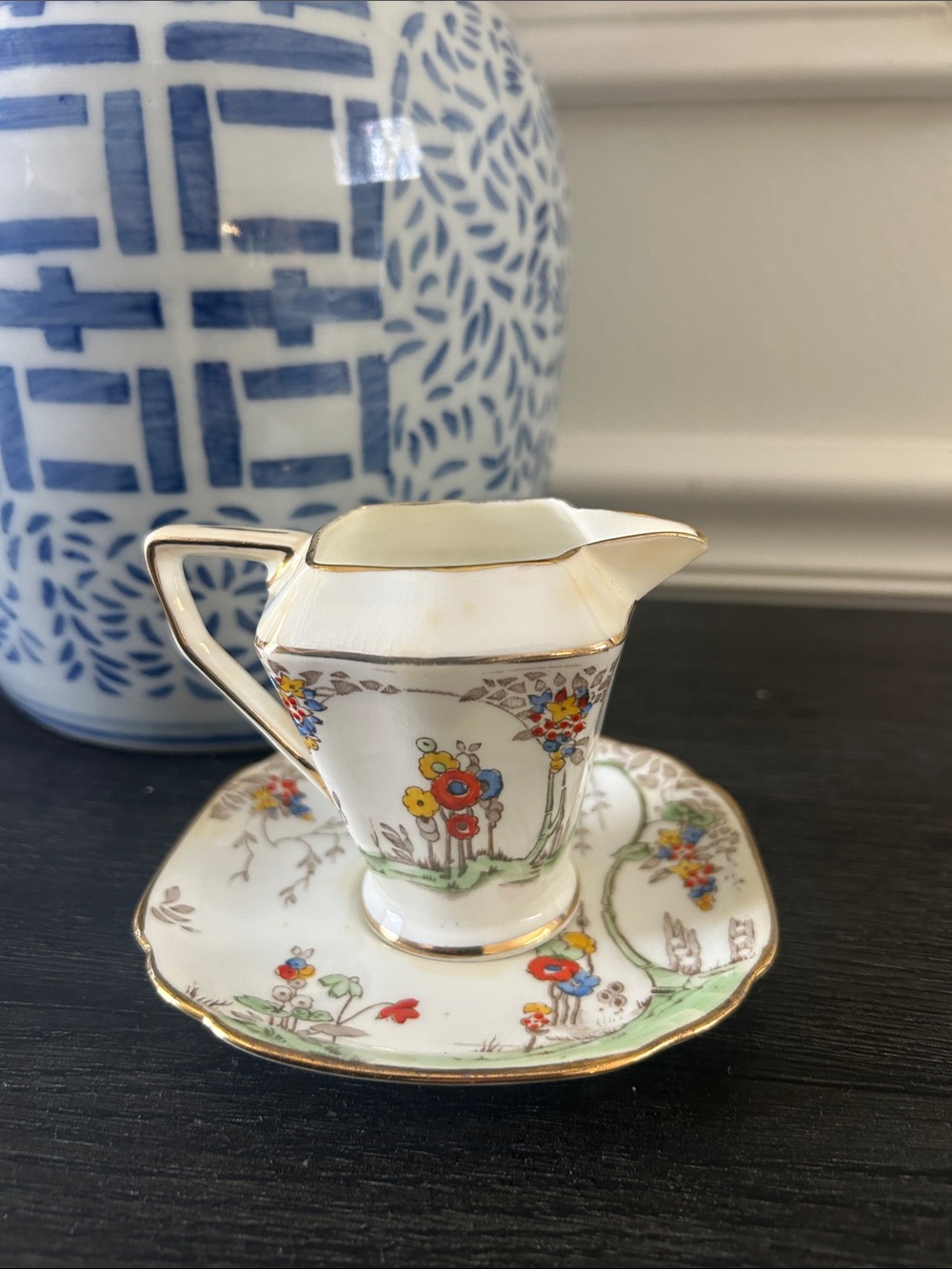 Standard China antique creamer and saucer set